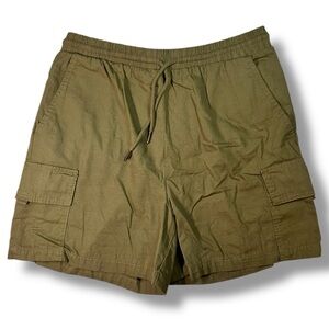 ARDENE women’s green khaki cargo shorts with elastic waistband NWOT 100% cotton